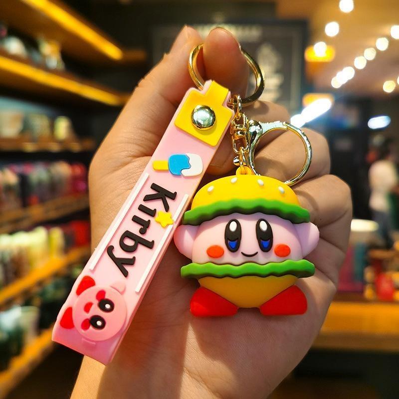 New Creative Kirby Cartoon PVC Doll Keychain Pendant Couple Bag Pendant Kirby Food Three-dimensional Doll Car Keychain Pendant