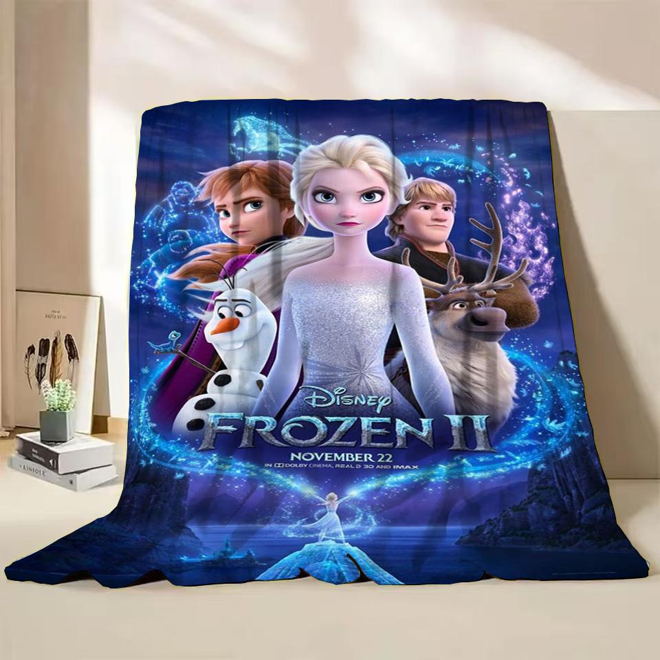 Disney Frozen Elsa Princess Childrens Adult Soft Flannel Blanket Fluffy Baby Plush for Bedroom Travel Office Cover Warm Blankets