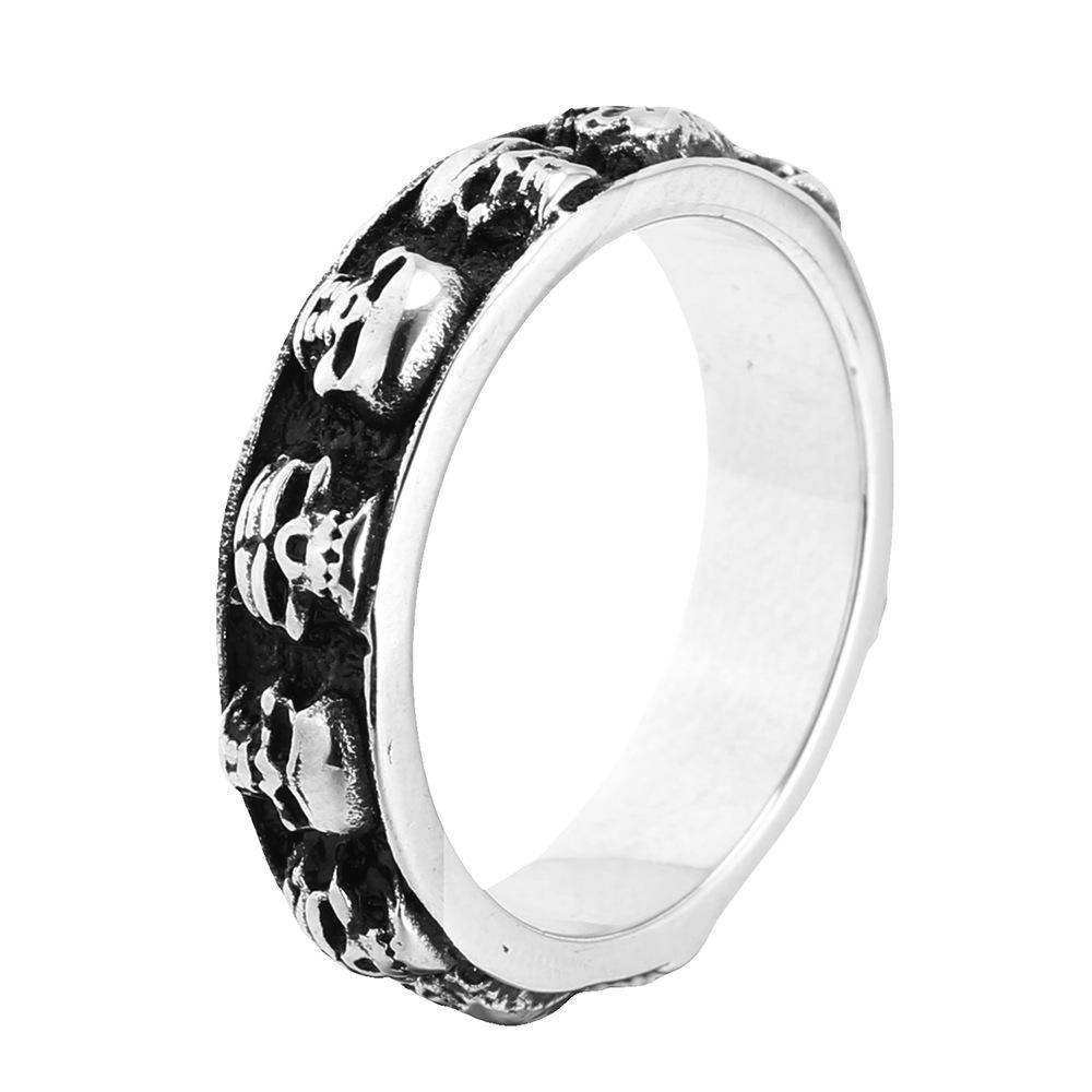 

Retro Skull Cross Titanium Steel Ring Men Punk Fashion Gothic Hip Hop Rock Style Finger Ring Vintage Daily Jewelry Gift Accessories no. 13