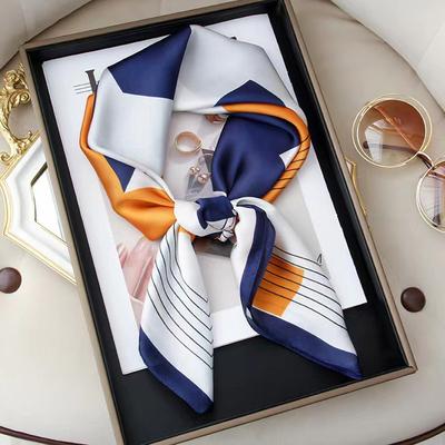 Luxury Design Print Silk Square Scarf For Women Soft Satin Kerchief Hair Band Female Headband Hands Bag Ribbions Head Hijab 70Cm