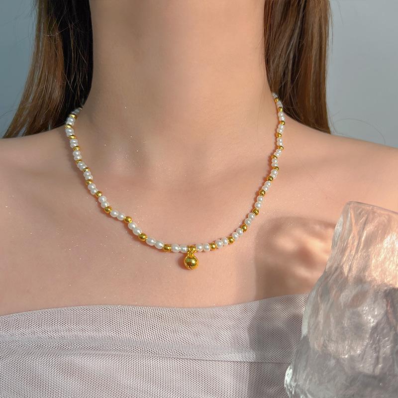 Shijia pearl necklace women's niche design sense fashion temperament collarbone chain neck chain sweater chain bead chain