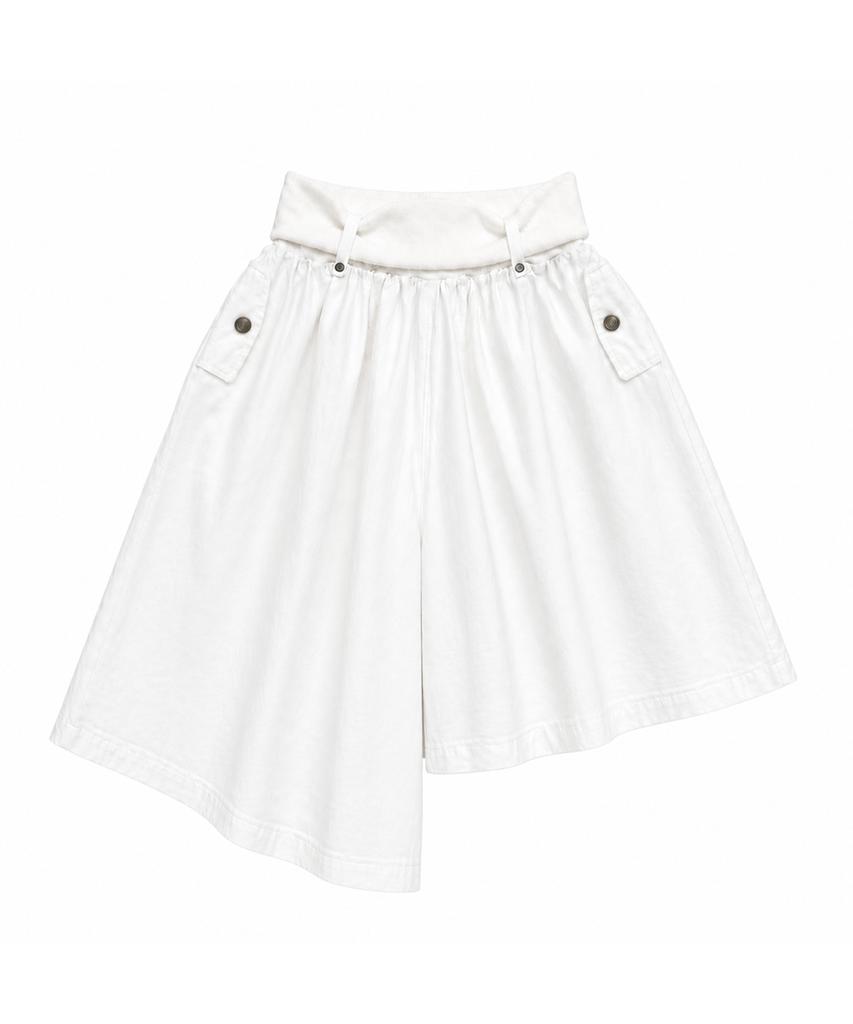 Seul Asymmetrical Cotton Bermuda Pants_White