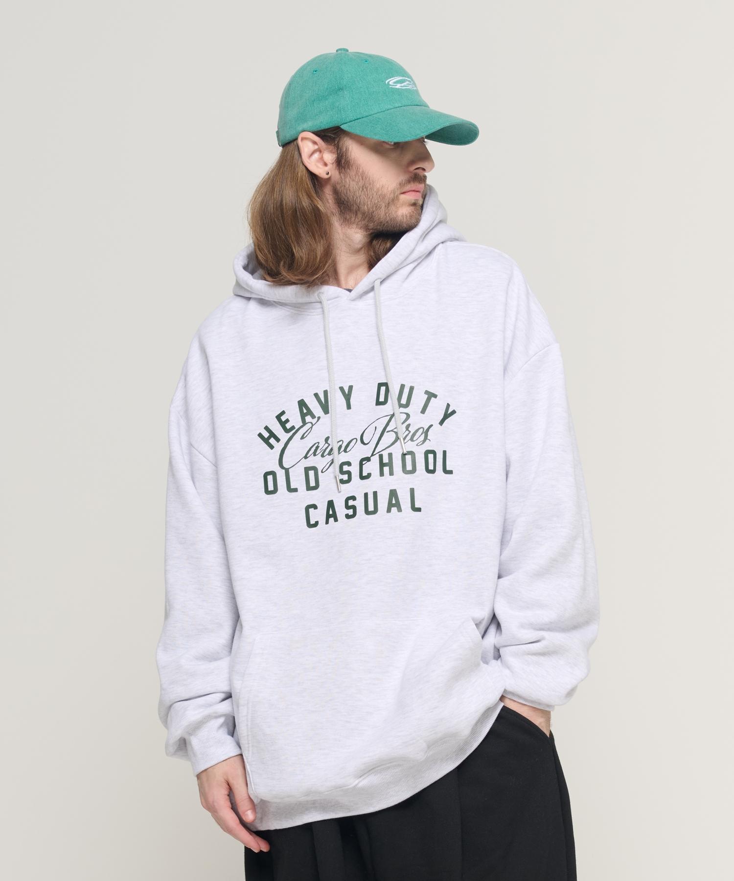 Худи оверсайз с логотипом Cargo Bros в старом стиле (Светло-серый) Xl (Fleece-Lined)