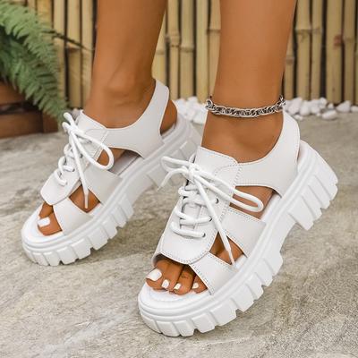 Trend Mesh Women Sandals Summer Shoes for Women Lace-up Platform Sandals Open Toe Beach Casual Heeled Sandals Sandalias De Mujer