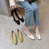 French small square head low heel Mary Jane shoes women's fashion temperament silver word with single shoes