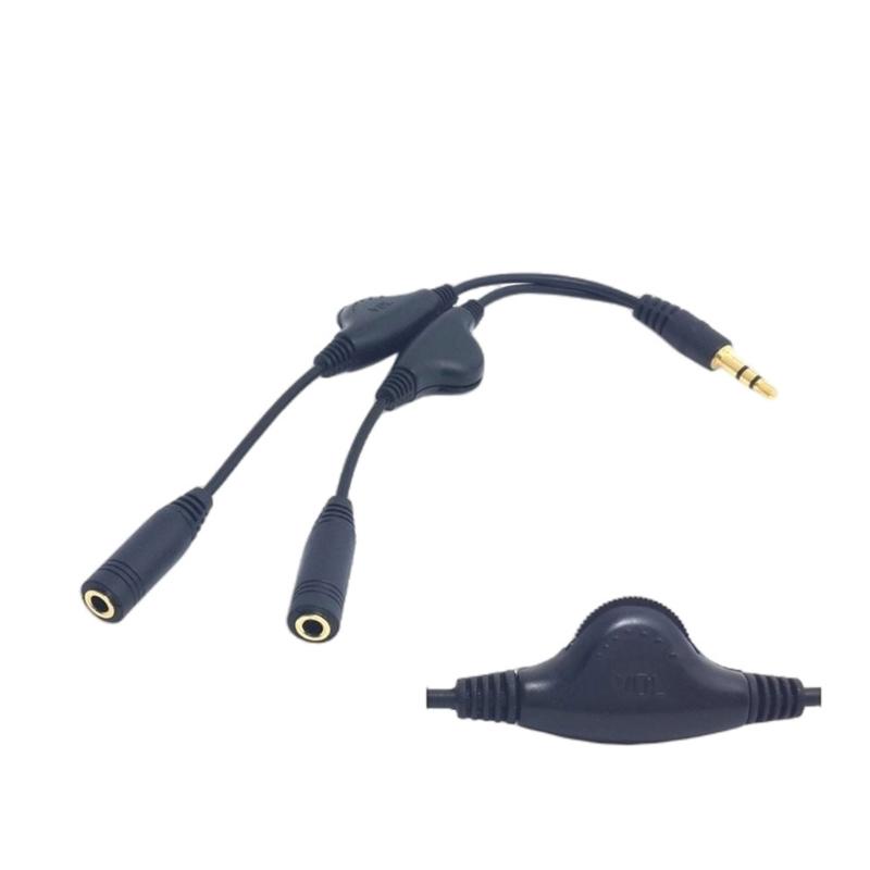 3.5mm Male To Double Female Headphone Headset Y Splitter Cable with Volumes Control Switches Headset Splitter for PC
