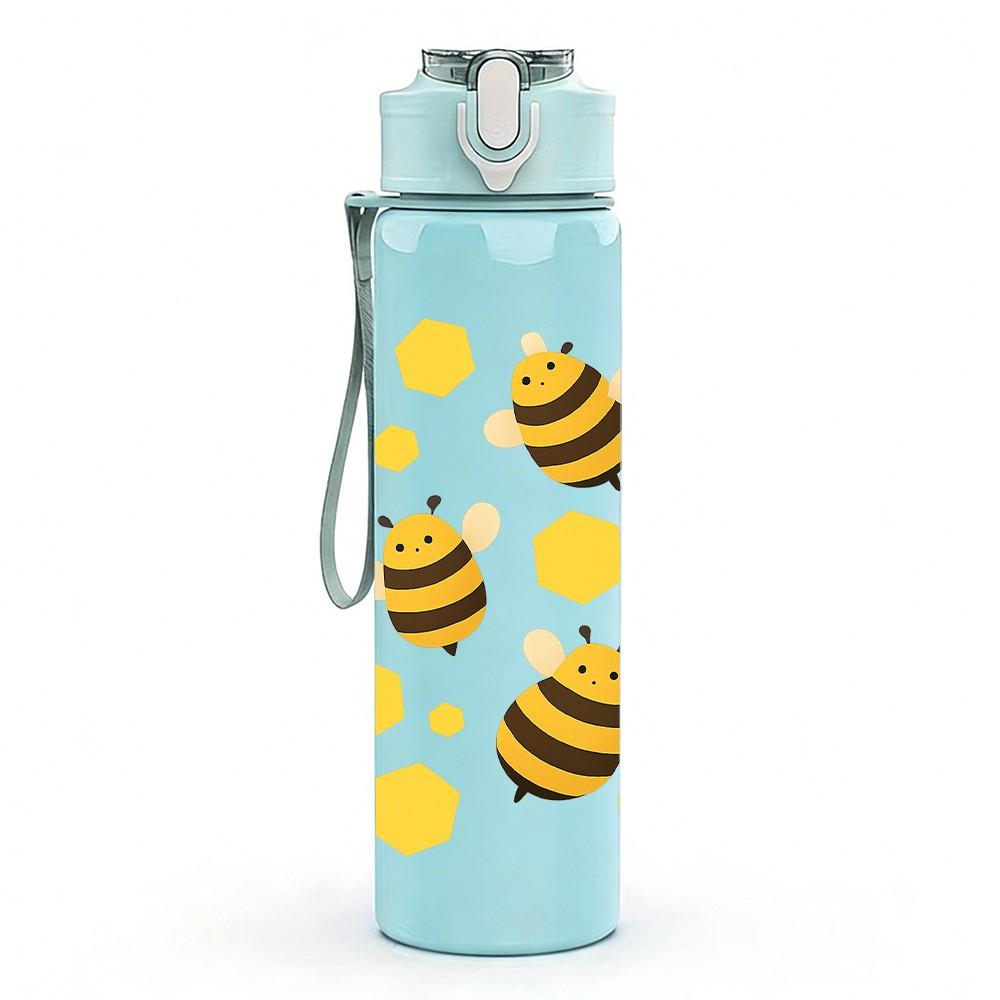 1 PZ Layout a Griglia di Api Gialle Ripetuto 750ml Bottiglia d'Acqua Sportiva in Plastica Colorata Tappo a Beccuccio Flip Anti-perdita Per Sport Ufficio Uso Domestico