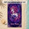 Unicorn Theme Soft Beach Towel Personalized Custom Name Text Towel Portable for Beach Pool Travel