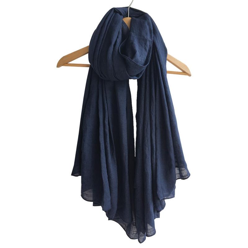 Linen Cotton Bamboo Joint Plain Scarf Solid Color Japanese Literary Women'S Yarn Oversized Warm Scarf