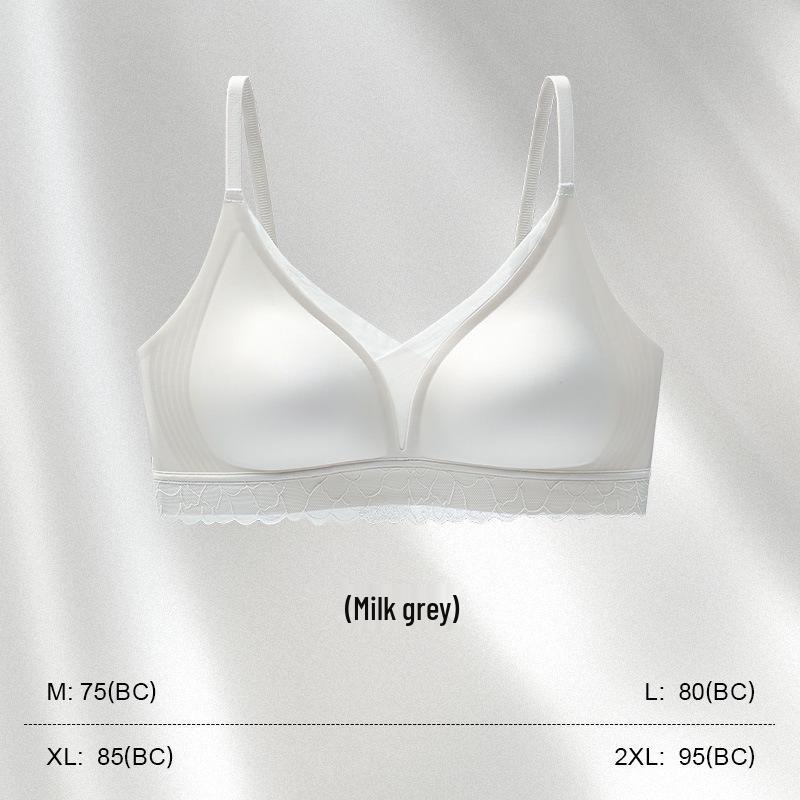 Spring-Summer Leopard Print Seamless Lace Satin Bra 2XL In Stock серый/кремовый