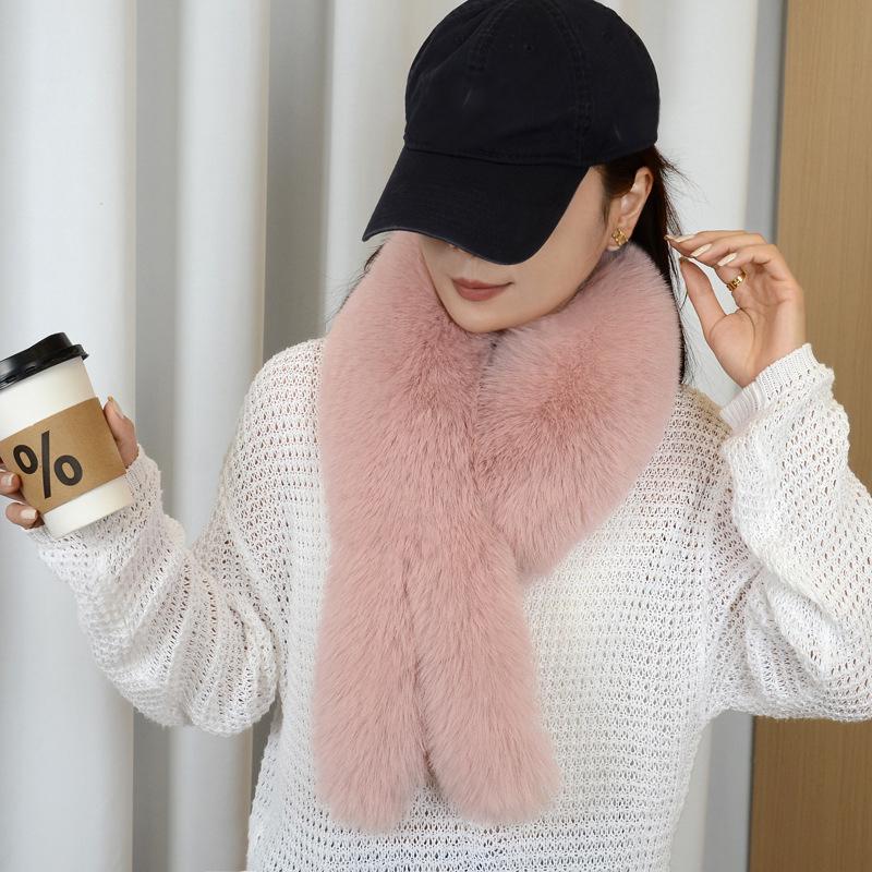 1Pcs Imitation Fox Fur Cold Resistant Collar Scarves Neck Warmers Plush Fluffy Fur Scarf Thicken Solid Color Warm Neckerchief