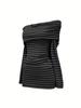 European and American Striped Slim-Fit Dress, Waist-Cinching Short Bodycon with Long Sleeves