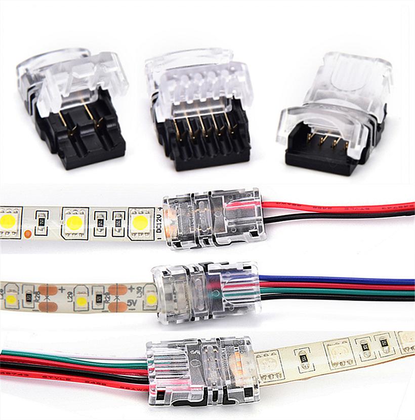 1PC 2Pin/4Pin/5Pin Waterproof IP65 SMD 5050 5630 LED Tape Light Connection Conductor LED Strip To Wire Connector 8mm/10mm/12mm