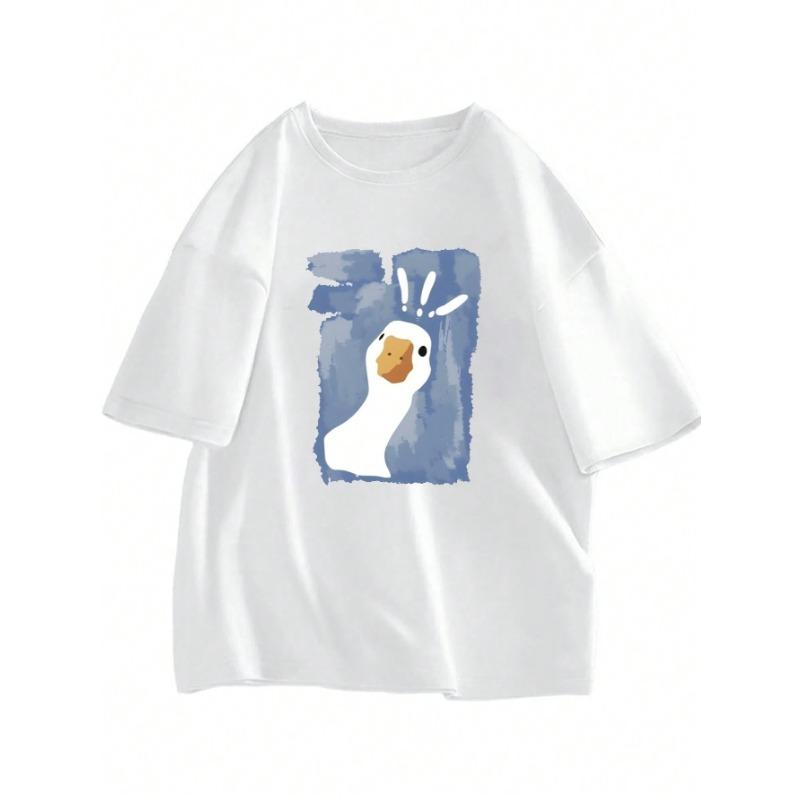 Herren Sommer Cartoon Ente Bedruckt Rundhals Hohe Qualität Übergröße Klassisch Retro Hohe Qualität Lässig Kurzarm T-Shirt