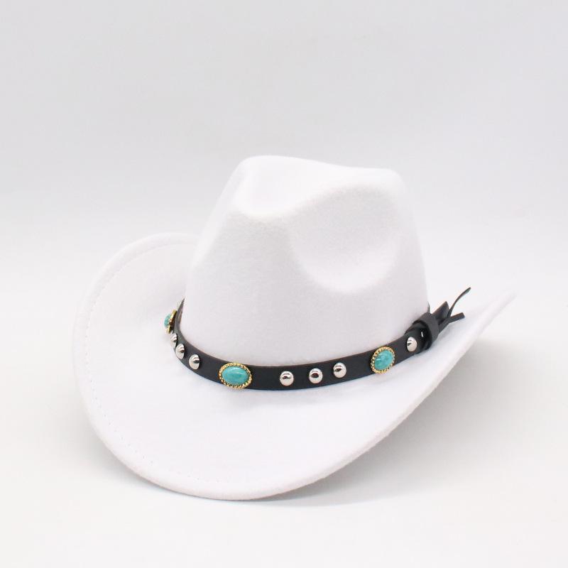 Ethnic Tibetan Style Western Cowboy Hat Top Hat Men'S And Women'S Felt Hats, Rivets, Upturned Edge Jazz Hats, Hats