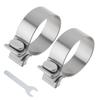 2pcs 3 Inch Exhaust Band Clamps 10.9 Grade Bolt Narrow 360 Degree Sealing Distribution 304 Stainless Steel Muffler Pipe Couplers