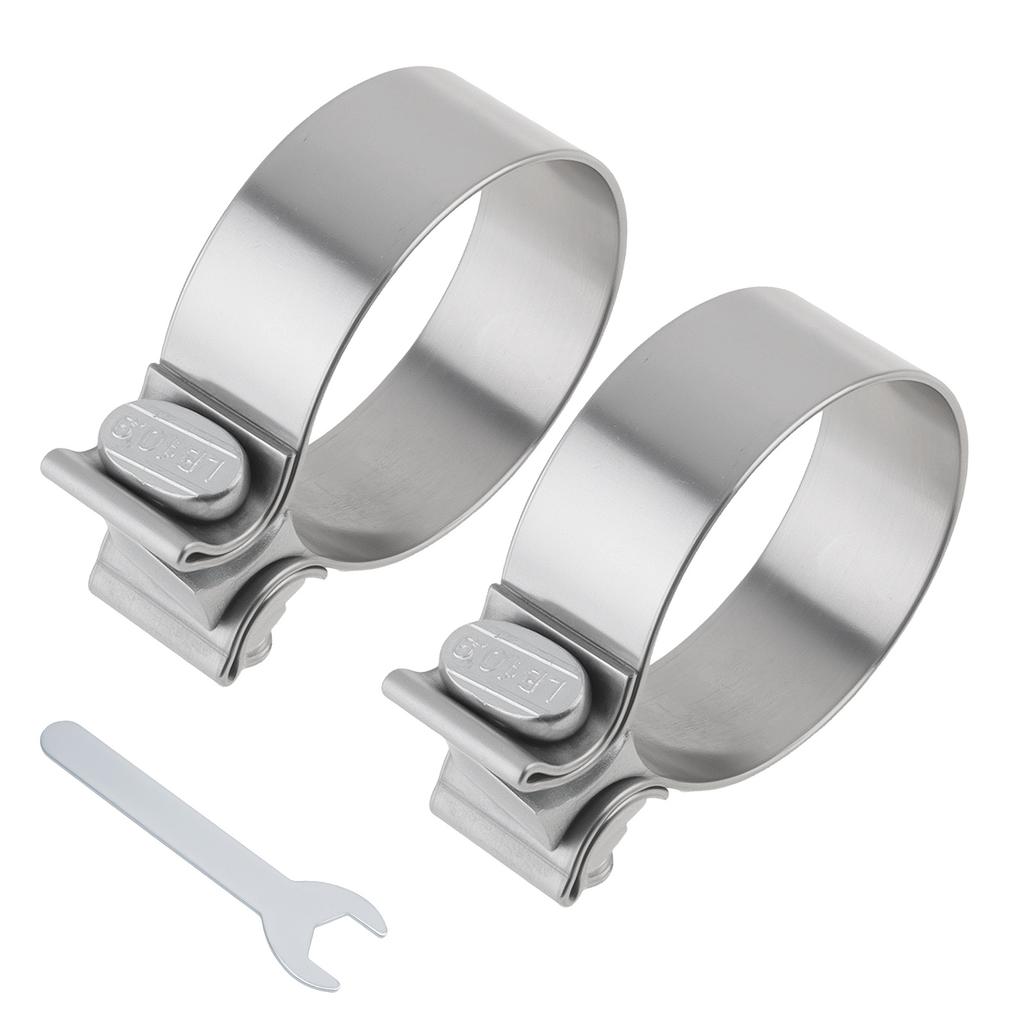 2pcs 3 Inch Exhaust Band Clamps 10.9 Grade Bolt Narrow 360 Degree Sealing Distribution 304 Stainless Steel Muffler Pipe Couplers