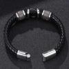 Trendy Jewelry Handmade Leather Chain Weaved Man Bracelets Fashion Clasp Bangle Stainless Steel Wristband