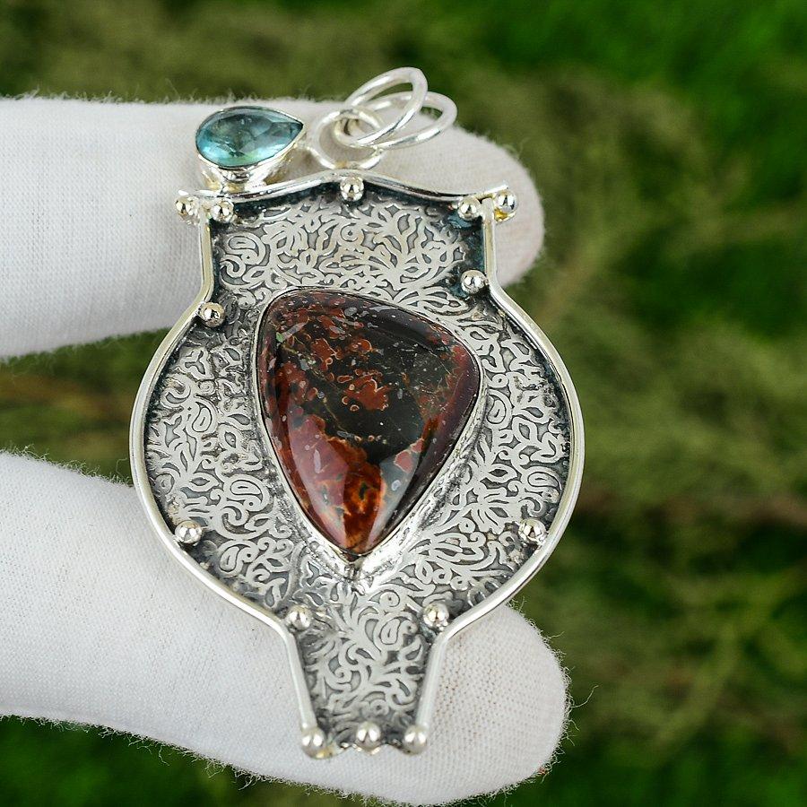 

Black Sea Sediment Gemstone Swiss Blue Topaz New Pendant Jewelry Sterling Silver