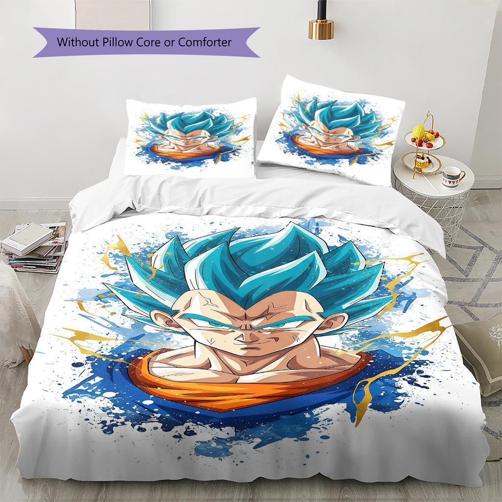 Biancheria da letto con motivo Son Goku, Set piumone Copripiumone Federa Regalo di compleanno per la casa (1 * copripiumino + 2 * federa, senza nucleo)