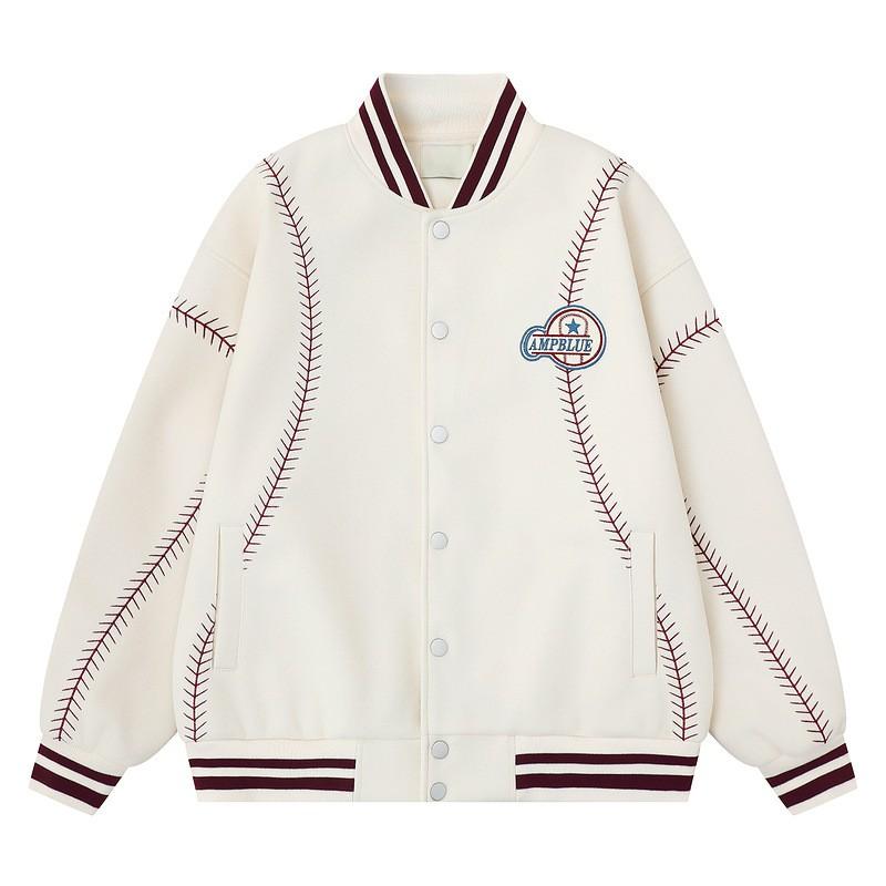 Unisex Oversized V-Neck Colorblock Baseball Jacket 2026 Casual Streetwear Outerwear