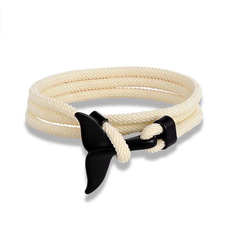 Whale Tail Anchor Bracelets Men Multilayer Charm Rope Chain Bracelet Male Women Navy Wrap Metal Sport Hook