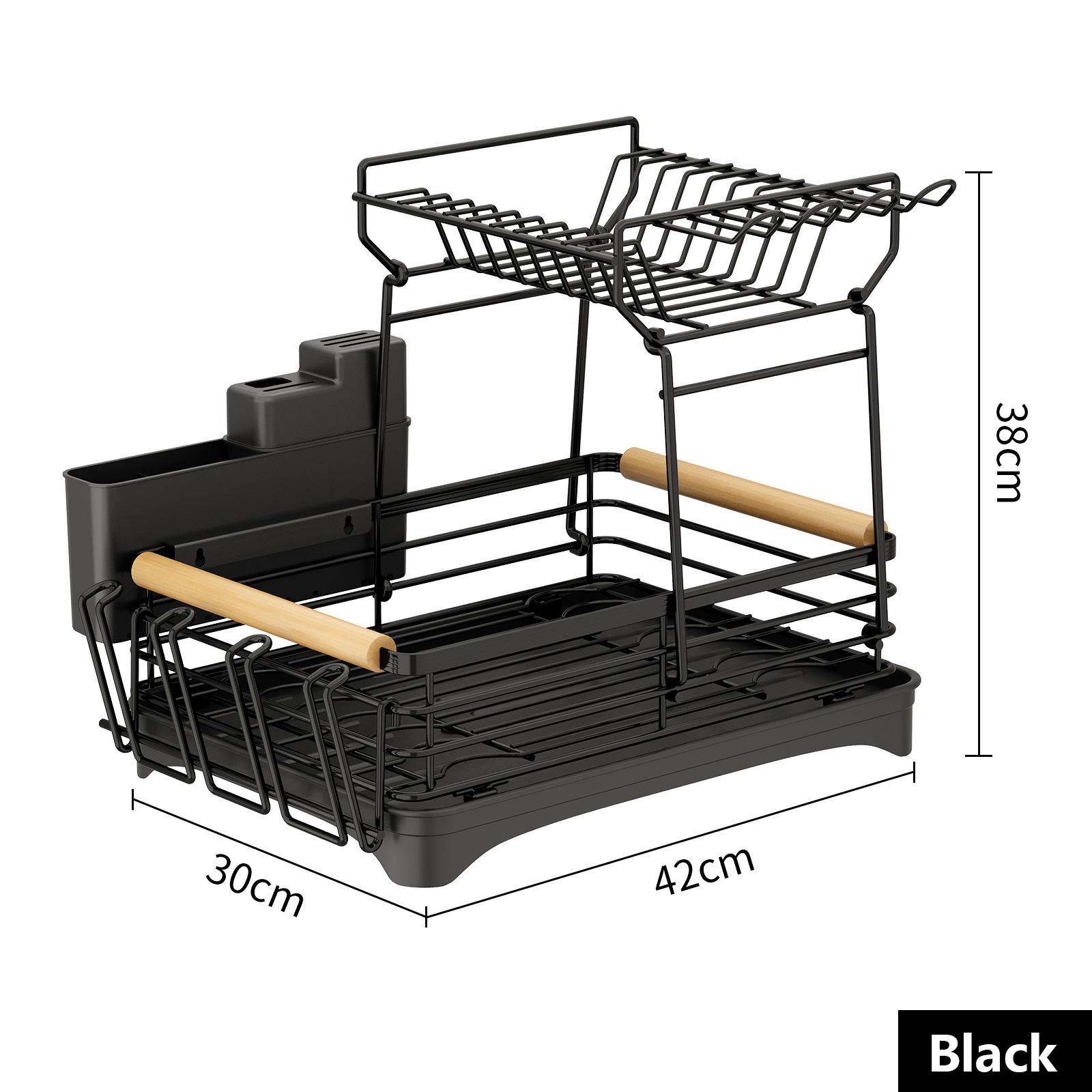 Сушилка для посуды с сушилкой для кухонных принадлежностей сушилка для посуды с держателем для палочек для еды экономит место на прилавке держатель для столовых приборов чёрный 18873₽
