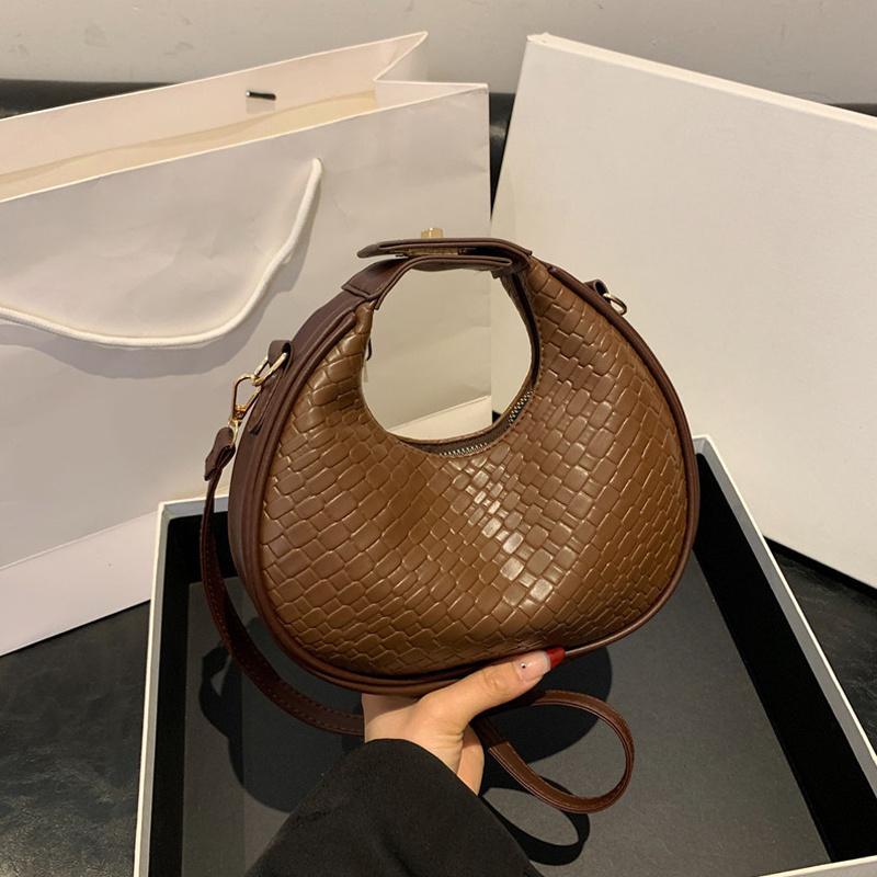Ladies' PU Leather Shoulder Bag Solid Color Lattice Crossbody Bag Small Luxury Bag Trend Fashion