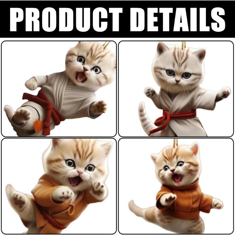 Cats Keychain Cute Cats Keychains Judo Kittens Keyring 2D Flat AcrylicCharm Funny Keychain for Women Girl