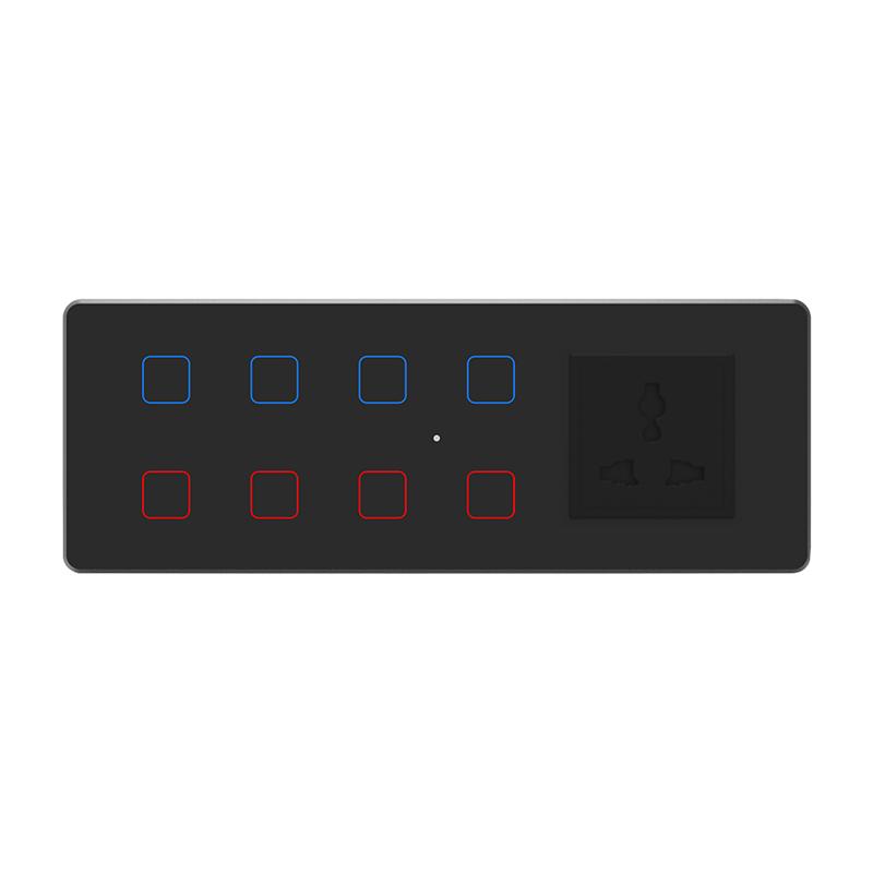 Indian Standard Smart Wall Switch & Socket Combo 6M Glass Touch Light Control WiFi for Tuya Compatible with Smart Life App