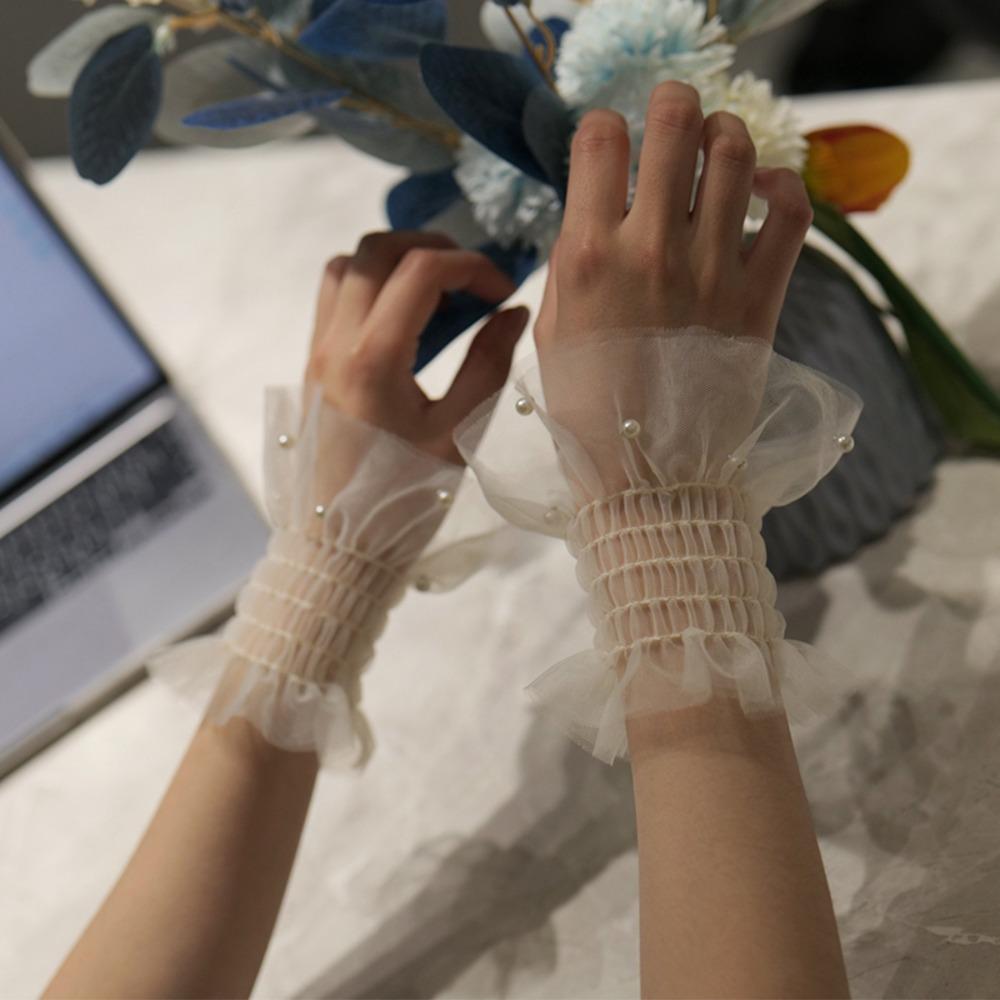 

Comfortable Lace Ruffled Wrist Detachable Fake Sleeves Cuffs Detachable Sleeves Cuffs Wedding абрикосовий