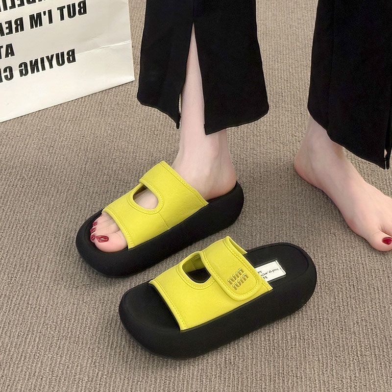 Thick-bottomed Velcro slippers for women's summer outer wear 2025 new height-increasing versatile high-end explosion with skirt cool slippers