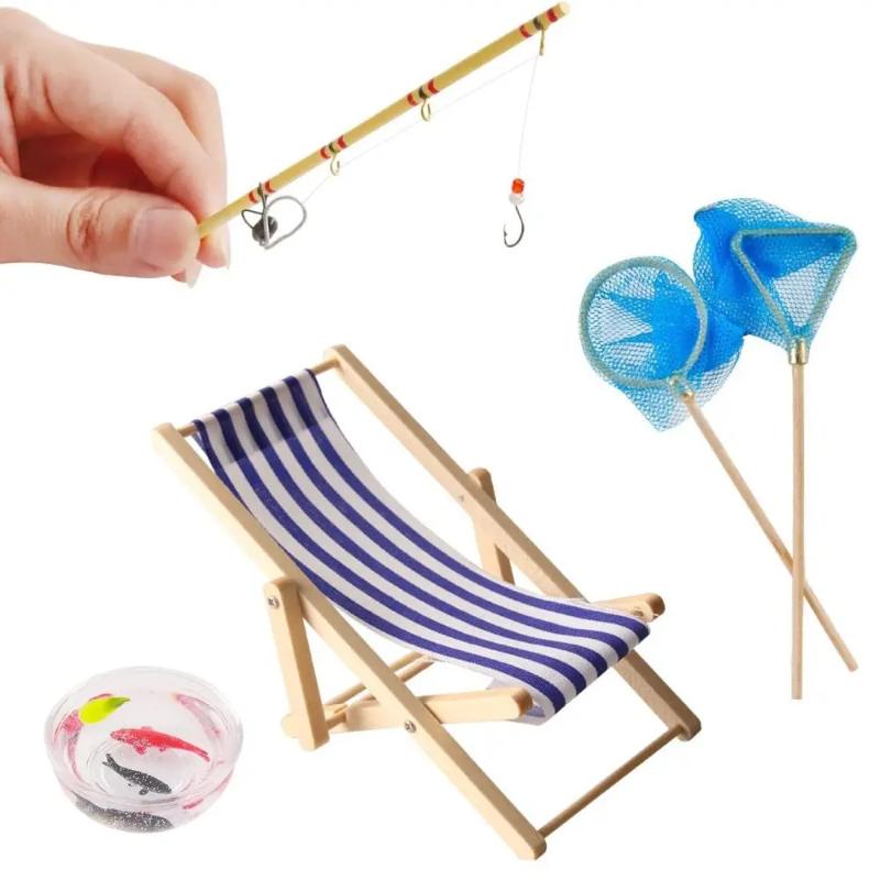 1Pc 17.5cm Mini Fishing Rod Model - Dollhouse Fishing Tool Micro Landscape Decorative Accessory for Life Scene