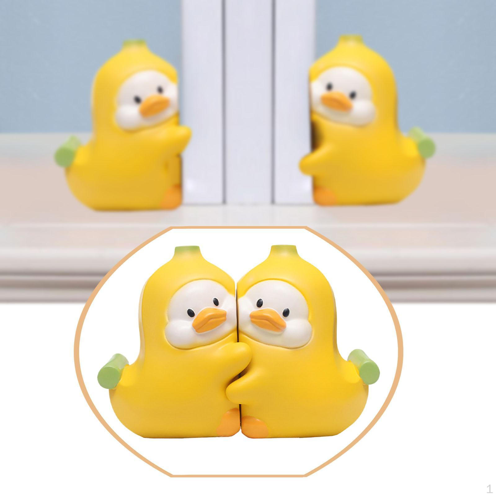 

Duck Statues Desktop Ornaments Bookends Cartoon Resin Book Ends Shelf Holders for Bedroom