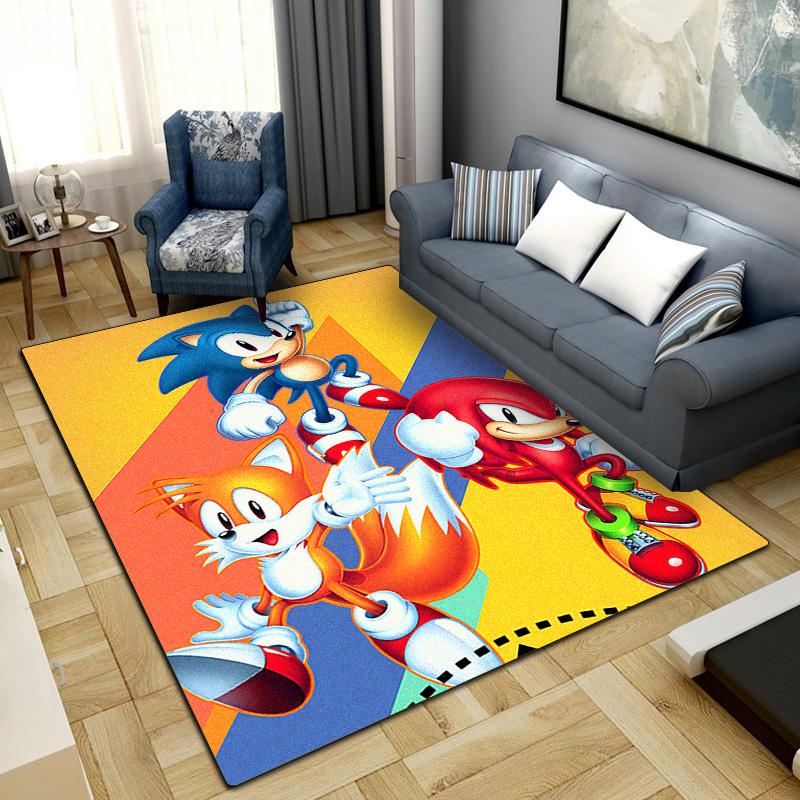 Cartoon Sonic Hedgehog Rug for Home Decoration,Washable Non-slip Large Rug Floot Mat LXRa35