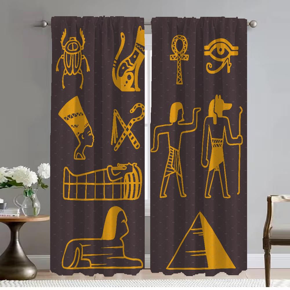 Altägyptische Pharao-Vorhänge für Wohnzimmer Vorhang für Zimmer 2 Paneele Heim-Innenvorhänge Halloween-Dekoration Jalousien