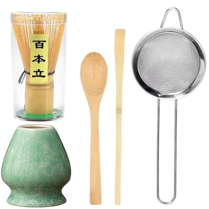 1-5PCS Japanese Matcha Tea Set Kiln Turned Ice Flower Bamboo Whisk Teaspoon Spot Tea Sets Indoor Tea-making Tools Accessories