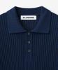 BLOND9 Cotton Rib Collar Short Sleeve Knit_Navy