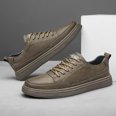 Fashion New Mens Breathable Casual Leather Board Shoes Genuine Leather Outdoor Antiskid Walking Shoes Flat Designer Lace-Up Oxford Shoes