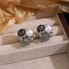 French Elegant Rose Super Flash Crystal Pearl Stud Earrings Women'S Fashion Earrings Light Luxury High-End Earrings Ear Jewelry