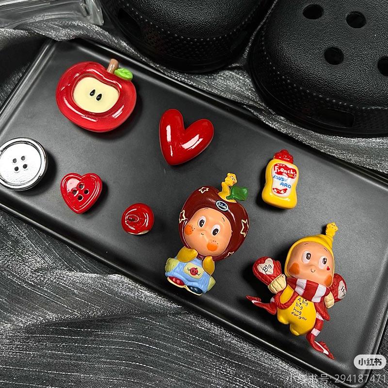8PCS Fashion Shoe Charms Set Accessories Hole Shoe Buckle Cute Cartoon Animal Fruit DIY 3D Shoes Decorations Kids Party Gift