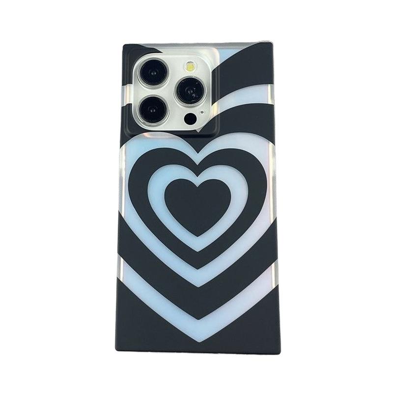

Black Love Heart Shockproof Protective Rectangle Phone Cover Case For iPhone 17 16 15 14 13 Pro Max iPhone 14 Pro