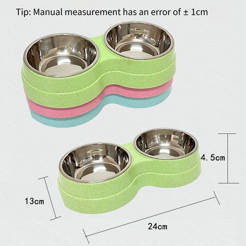 Stainless Steel Pet Drinking Dish Feeders Cat Puppy Feeding Supplies Small Dog Accessories Double Pet Bowls Dog Food Water Basin Meal Utensils 1pcs