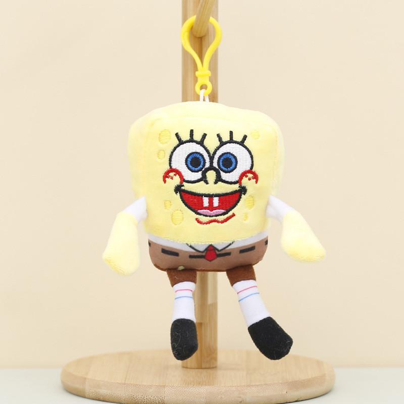 Cute Spongebob Keychain Plush Toy Adorable Patrick Star Soft Stuffed Doll 4 Inch SpongeBob Smile