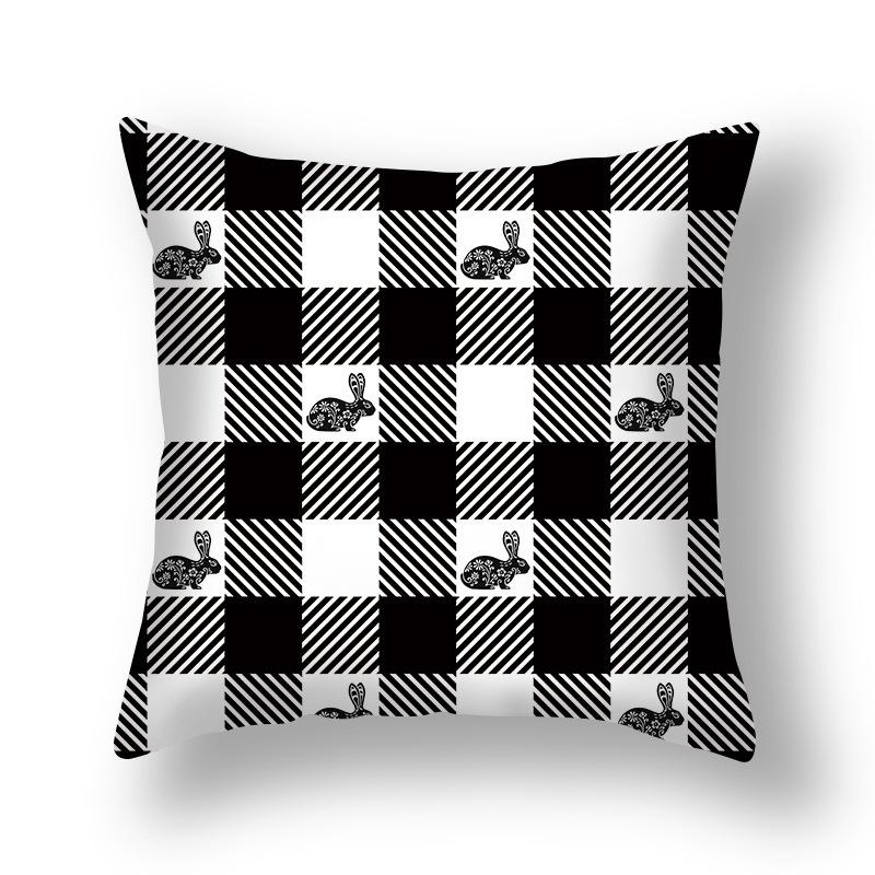 

Easter Pillow Case Peach Skin Sofa Pillow Living Room Decoration Printed Rabbit Pillow 45 * 45 pillowcase