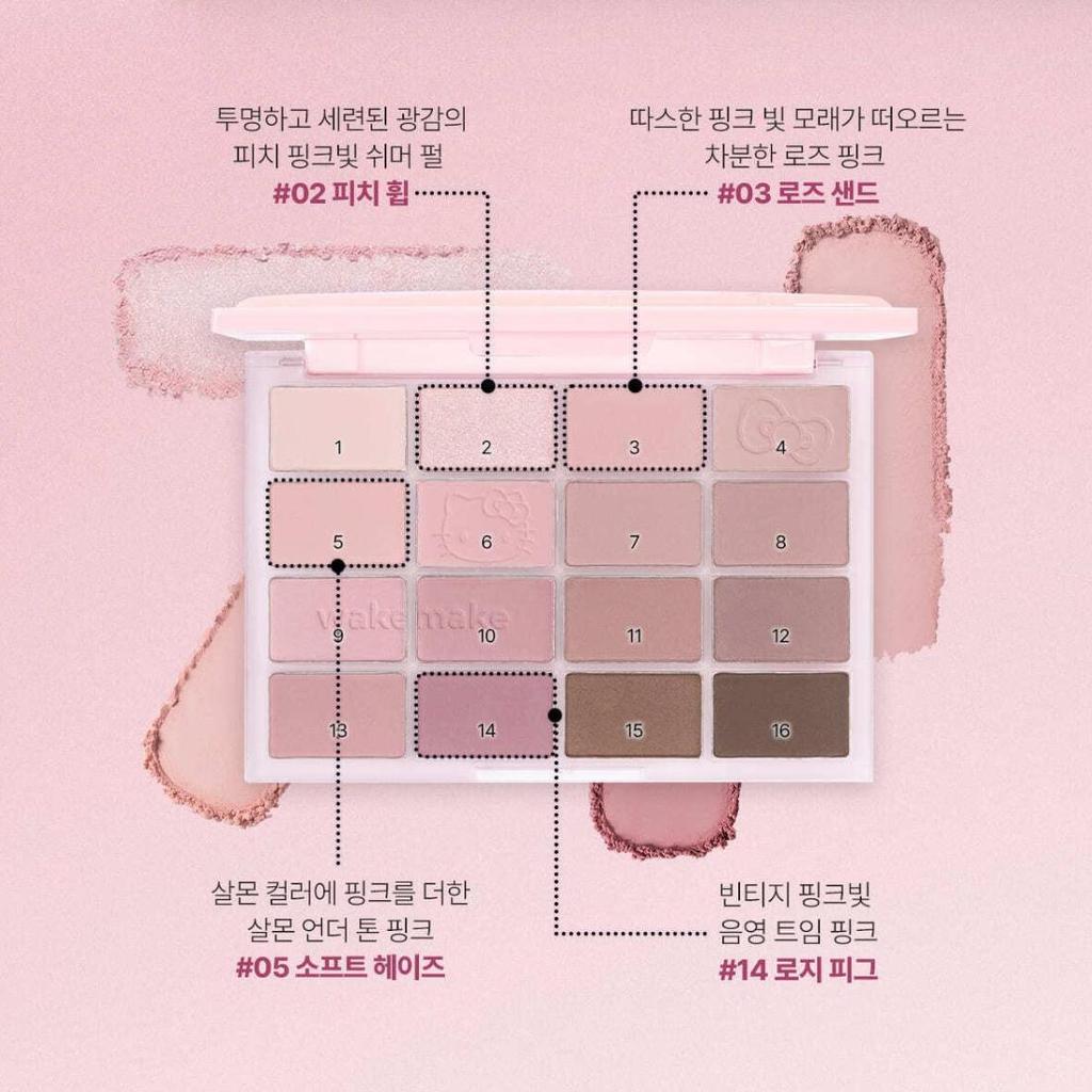 [Hello Kitty Black Edition] WAKEMAKE Soft Blurring Eye Palette 29 Soy Pink Blurring