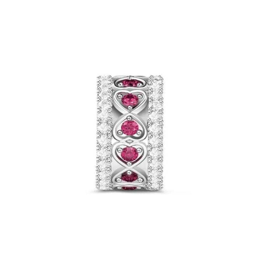 New Shining Zircon Love Heart Spacer Bead 925Silver Pendant for DIY Bracelet Flower Charm Women Jewelry Making