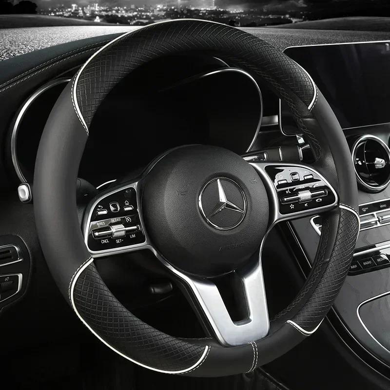 All Seasons Leather Diamond Steering Wheel Cover Universal Fit for 14 .5-15 Inch Durable Leather Cover Anti-Slip Veins Amagi