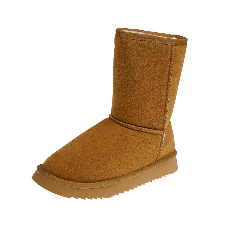 

Двое зимних ботинок для женщин на осень и зиму 2024 года, ретро-ботинки с начесом, утолщенные, теплые, пушистые, из хлопка, средние ботинки 35 малиновый