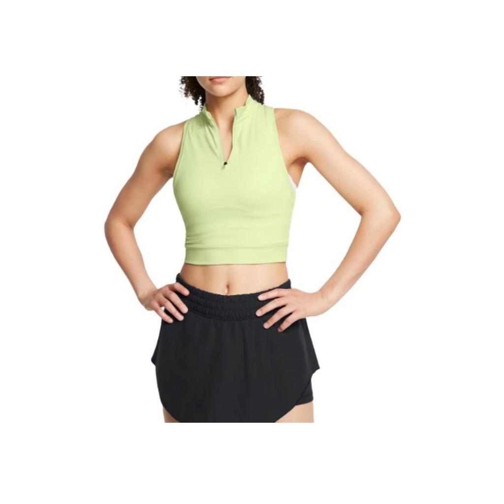 Under Armour Run Anywhere Solid Color Half-Zip Short Lightweight Dry Comfortable Breathable Vest Women vests Vintage-Light-Green 1386344-383